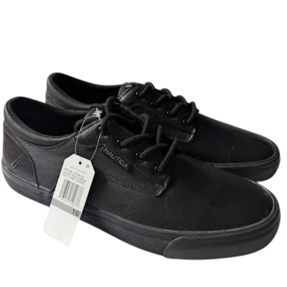 Nautica Men's Currie Classic Black Lace Up w-Logo Accents Sneakers NWOB Size 10 - Picture 1 of 8